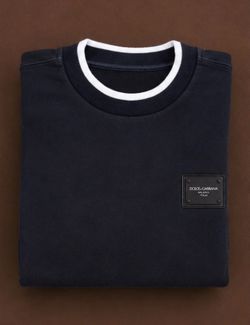 Dolce & Gabbana 100% Cotton Crewneck Sweatshirt Black/Navy – Men’s - Medium size
