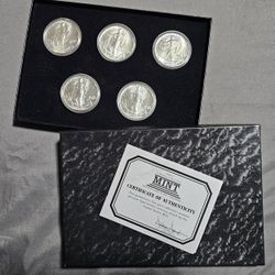 Set Of 5 Brilliant Uncirculated American Silver Eagles
