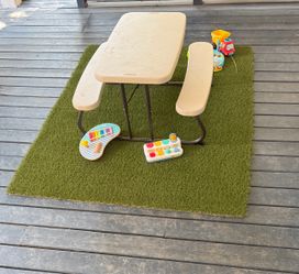 Kids Plastic Picnic Table with Benches and toys