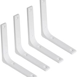 4Inch/5inch Iron Shelf Bracket 4PCS White Wall Angel Corner Brace for Wood Board Floating