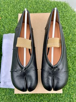TABI SHOES BLACK SPLIT-TOE BALLET FLATS W/STRAP UNBRANDED COMFY SZ 39 NEW