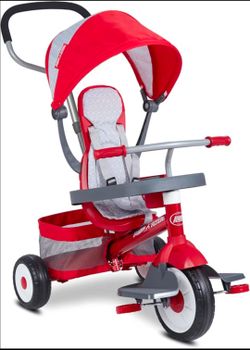 Radio Flyer 4-in-1 Stroll 'N Trike, Toddler Trike, Red Tricycle for Ages 1-5, Toddler Bike