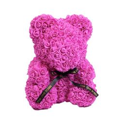 Sitting Hot Pink Rose Bear 