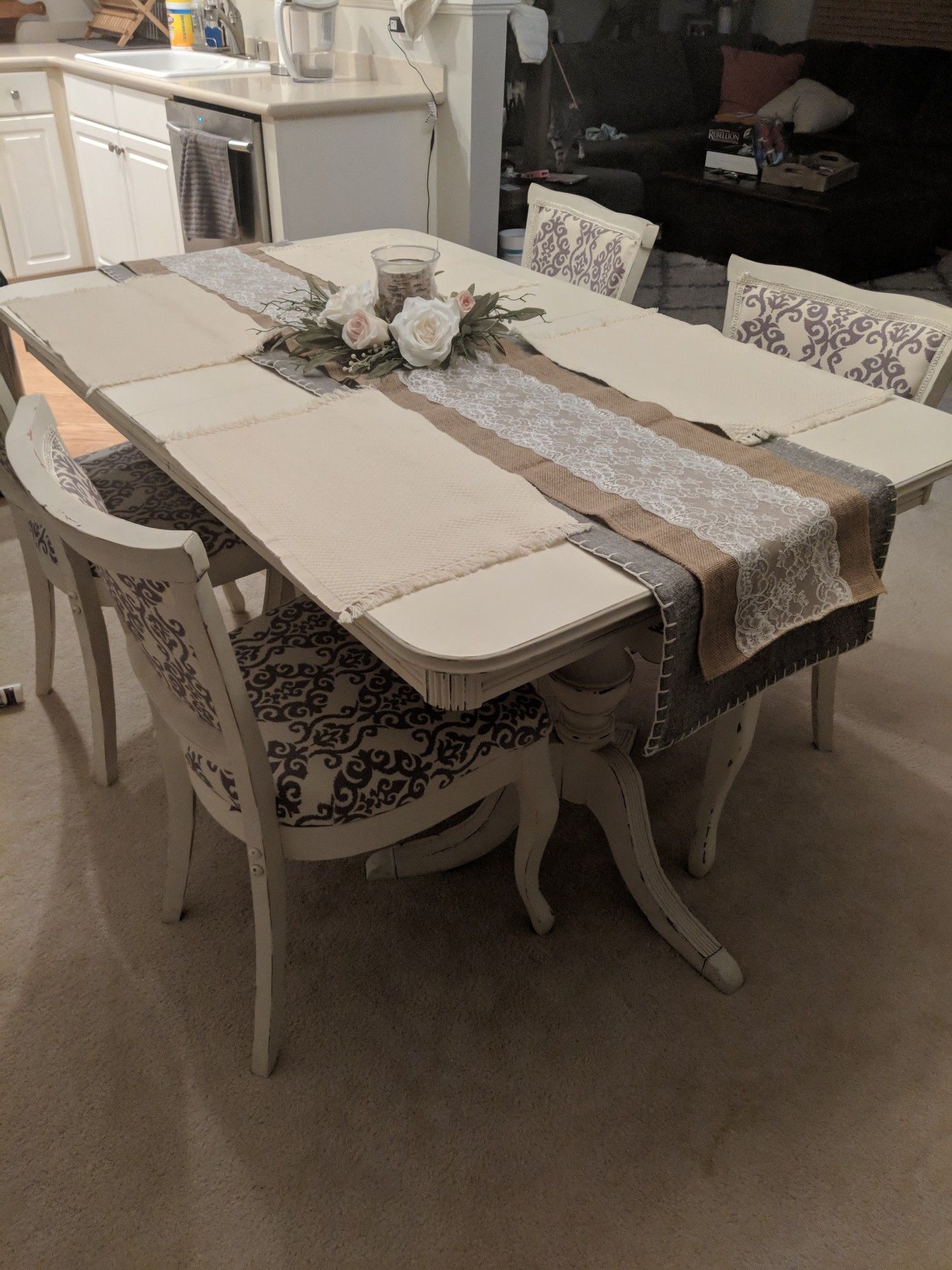White rustic dining table