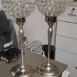 2 Beautiful Crystal Candle Holders 