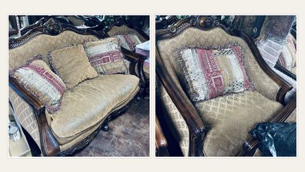 Victorian Style Carved Wood Loveseat Sofa