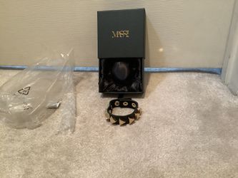 MASSI Black Leather bracelet New in Box