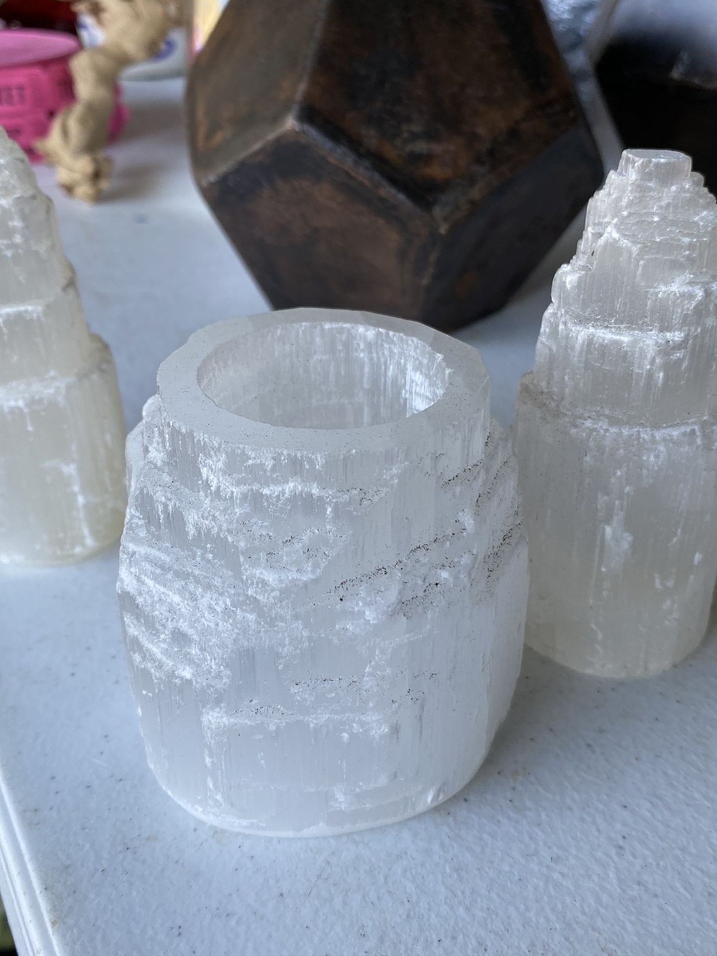 135 Selenite Votive Candle Holders And 65 Crystal Towers