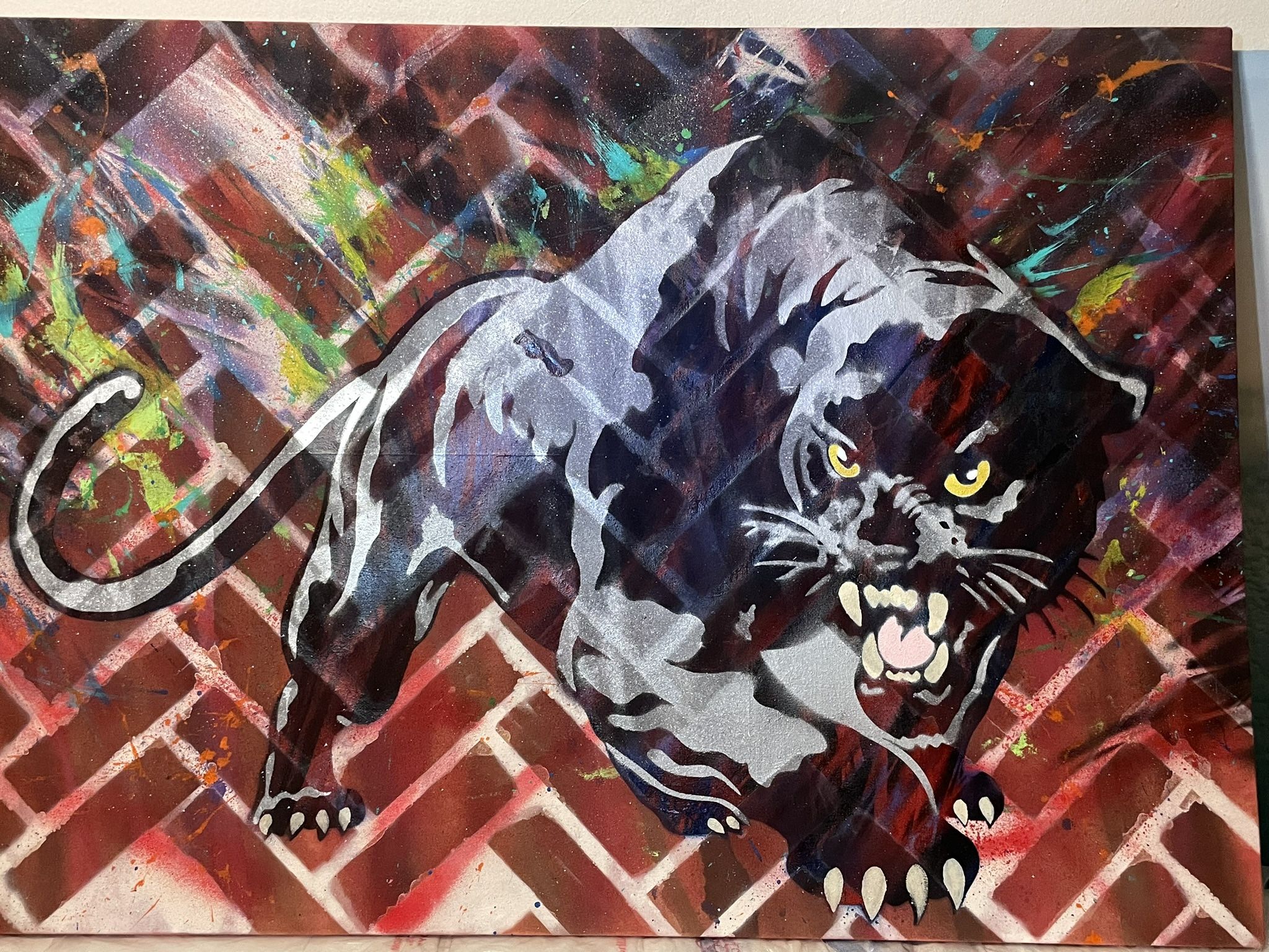 BIG BLACK PANTHER / TIGER ORIGINAL PAINTING