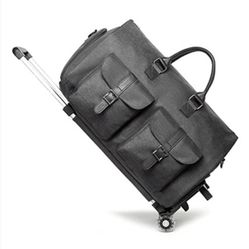 Grey Garment Bag for Travel with Wheels, Carry-on Duffle Bag for Suits