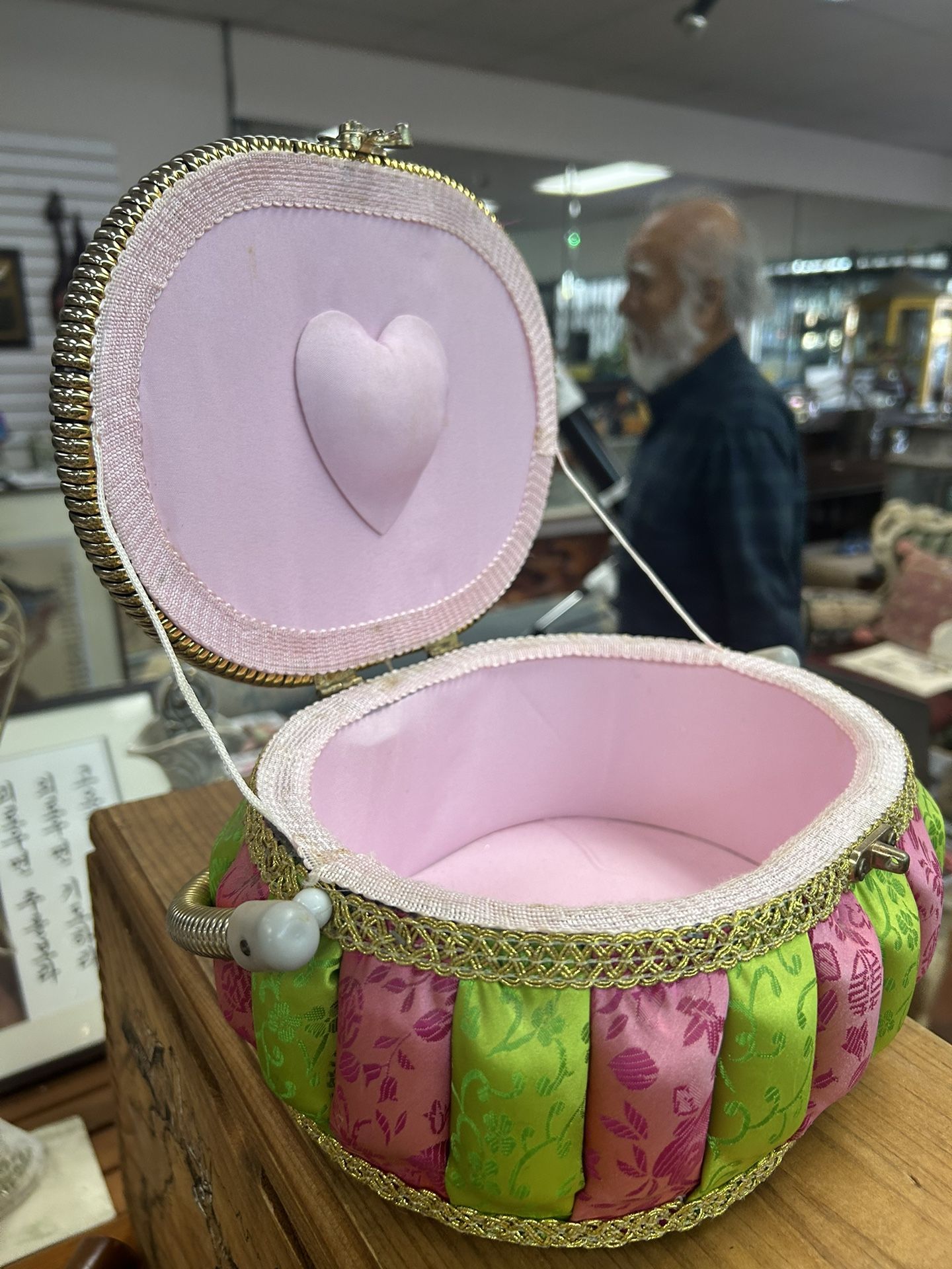 Vintage Cloth Padded Fabric Sewing Box