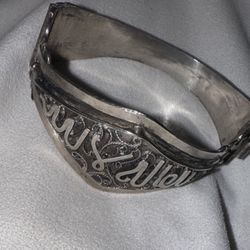 Vintage Antique Moorish North African Silver Filigree Cuff Bracelet 