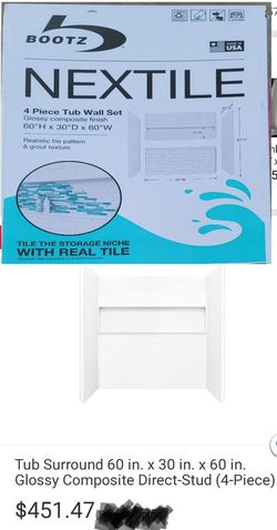 60"x30"x60"  Nextile 4-piece TUB WALL 