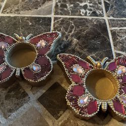 Pier One Two Votive Candle Holders -butterflies 