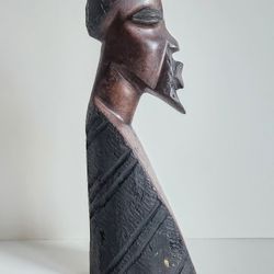 Hand Carved Wood Bearded Man Bust 7.7" Zambia Africa