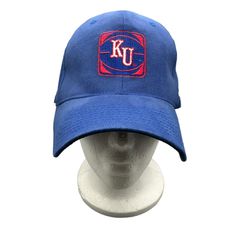 Nike Team Kansas Jayhawks Basketball Fitted Hat Cap Size L / XL Blue Embroidered