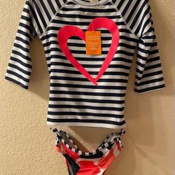 Gymboree Girl's Two Pieces Rash Guard Swimming Suit Set,  Size 5/6