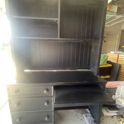 Black Desk With Hutch Attached 