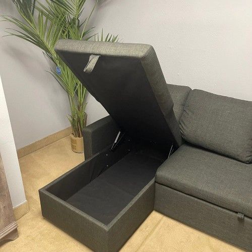 Hiltons Sectional Sofa With Sleeper And Storage Charcoal Linen Matttroy