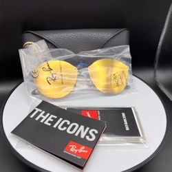 Brand New Sealed RB3574-N Mirrored Gradient Yellow Lenses And Blue Frame