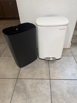 SONGMICS 13 Gallon (50 L) Trash Can, Stainless Steel Kitchen Garbage Can, Recycling or Waste Bin, Soft Close, Step-On Pedal, Removable Inner Bucket, W
