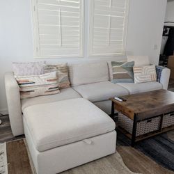 Sectional L-shaped Sofa With Storage Ottoman 