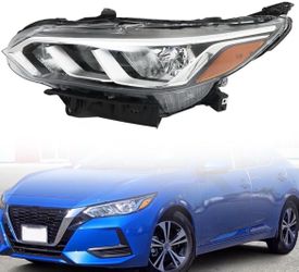 Headlight Assembly Replacement for Sentra S SV 2020-2022 Halogen Black Headlight Left Set Driver Side 260606LB0A