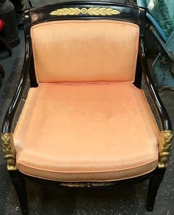 Pink Cushion Black and Gold Wood Chair