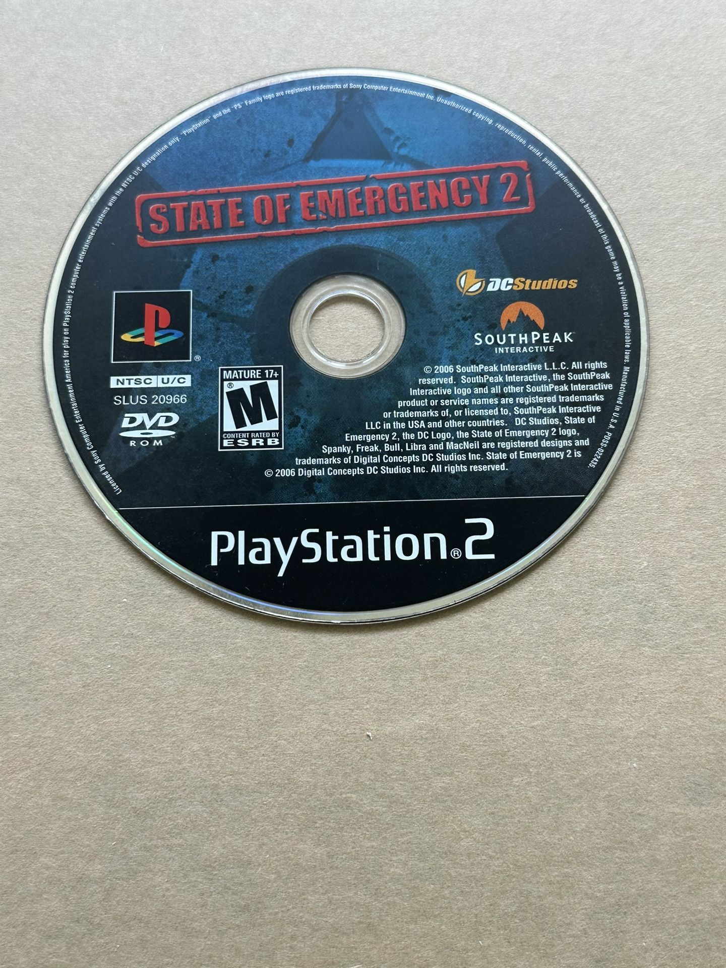 State of Emergency 2 PS2 (Sony PlayStation 2, 2006) - Disc Only - Used