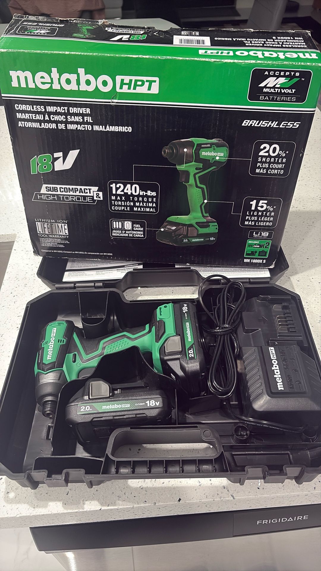 Metabo HPT 18V Brushless Cordless 1/4” Impact Driver Kit W 2 Batteries & Charger