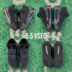 Air Jordan 3 Retro Black Cat 2025 Size 5.5Y 