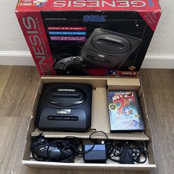 Sega Genesis Console w/ Original Box, Controller, Cables & Sonic 2