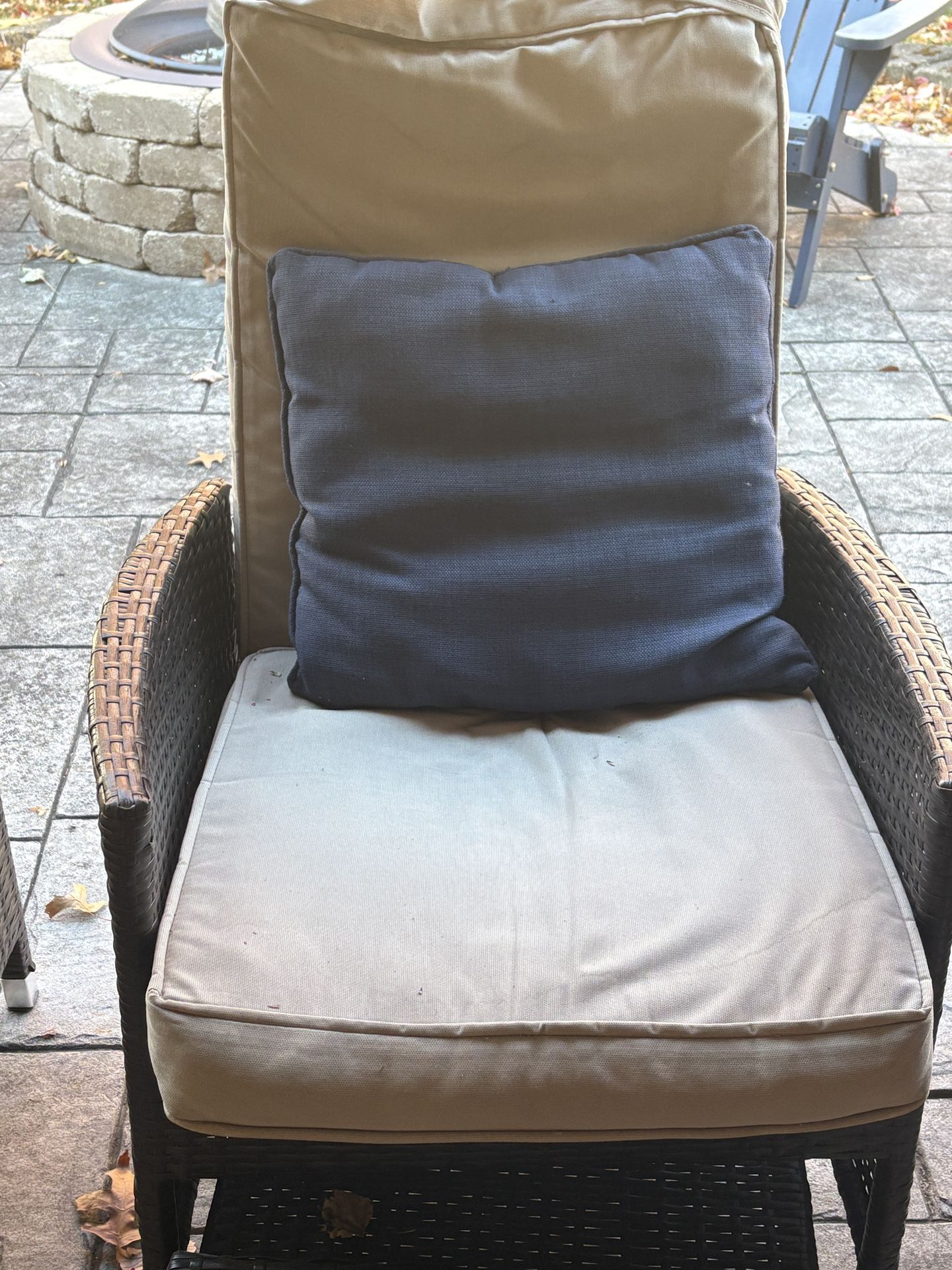 Reclining Outdoor Chairs With Foot Stools And Side Table