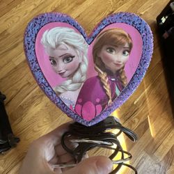 Disney Frozen Franchise Heart-Shaped Night Light Purple Character Theme Lamp