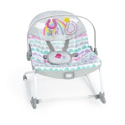 New Bright Starts Rosy Rainbow Infant to Toddler Rocker with Vibrations, Baby Seat for Girl or Boy, Newborn +