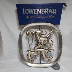 Vintage Lowenbrau Beer Rotating Sign For Parts Or Repair