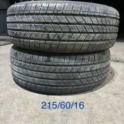 (2) -  215/60/16 Bridgestone Turanza Quiet Track Tires