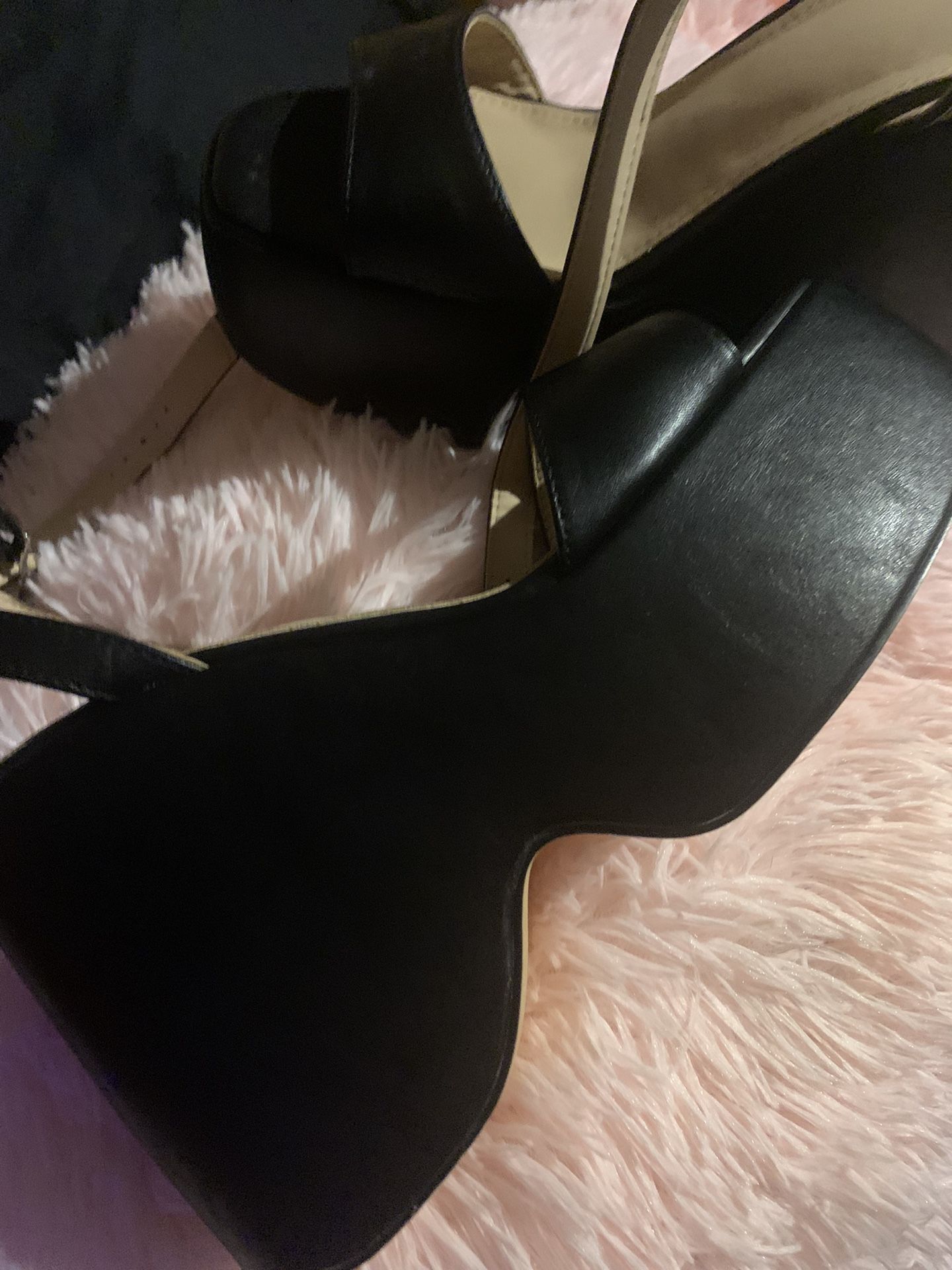 Black Wedge Heel Straps