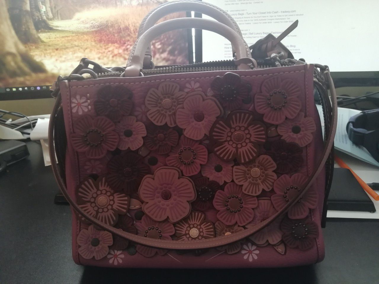 Coach rogue 194125 with tea eose pink leather satchel