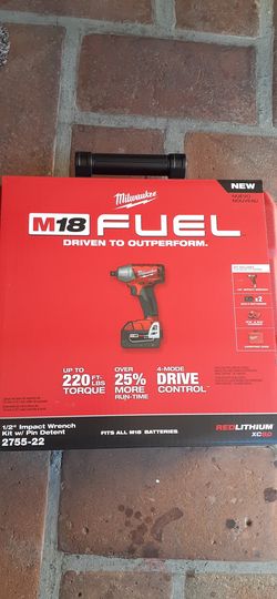 M18 FUEL 18-Volt 1/2 in. 220 torque Wrench Pin Detent Kit with 2 5.0 Ah Batteries, Charger, & Hard Case