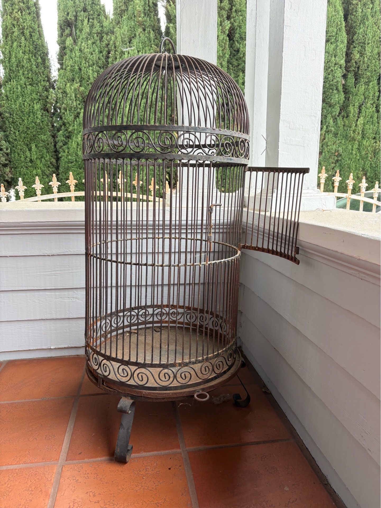 Large iron vintage bird cage