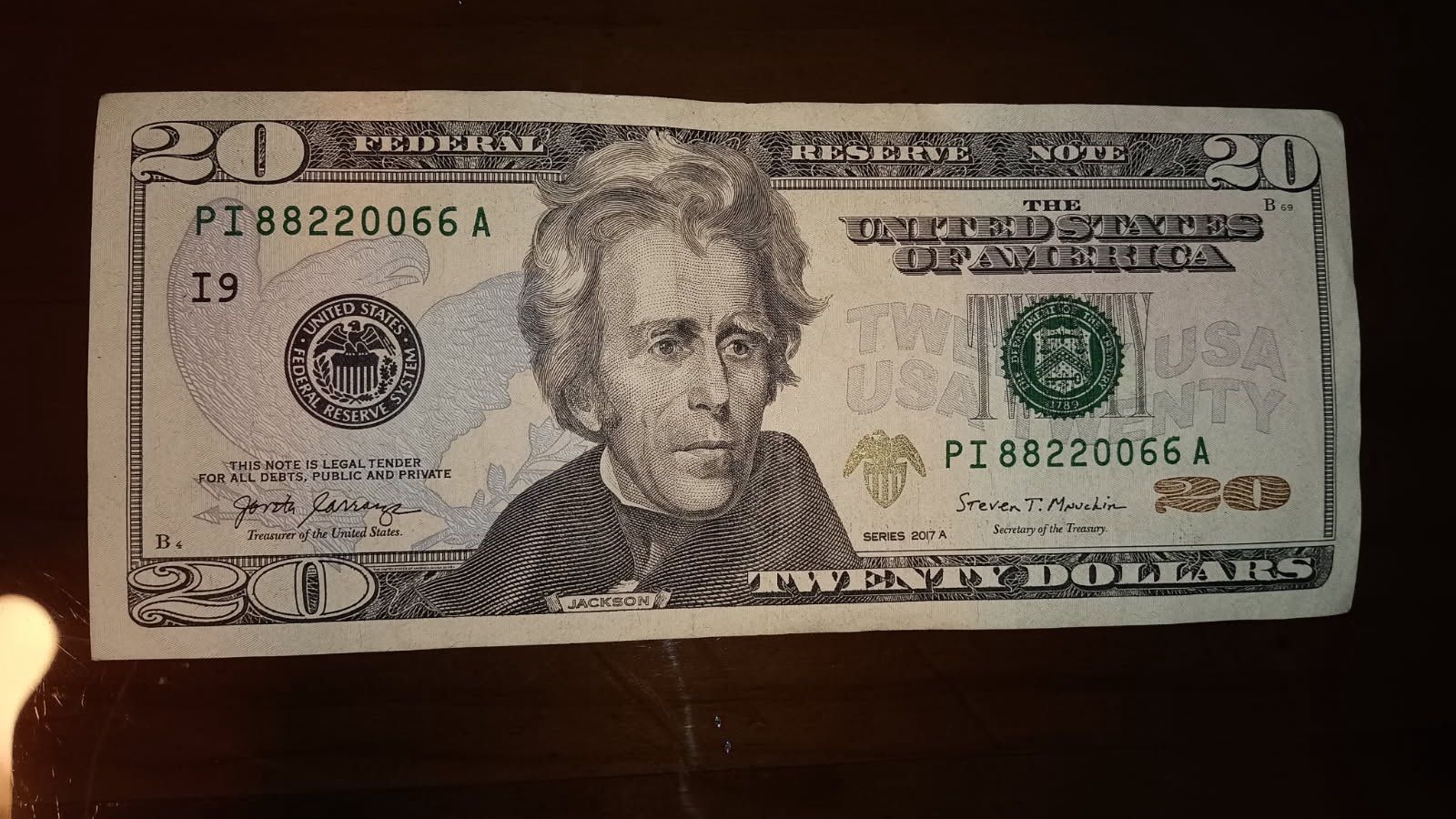 20 dollar bill 2017 year Unique in serial number