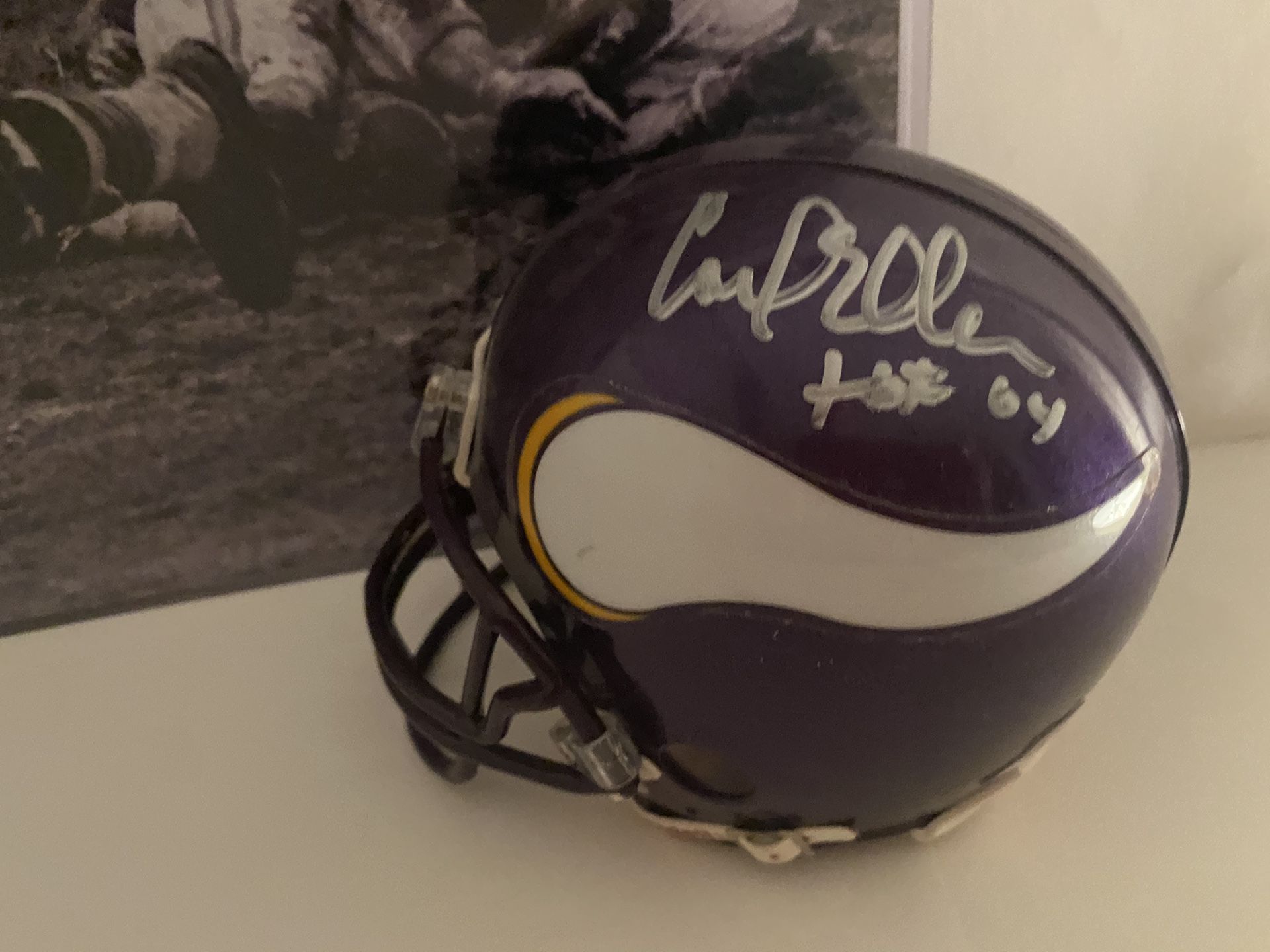 Carl Eller Minnesota Vikings Autographed Mini Helmet w Inscrip / Cert of Auth WOW !!