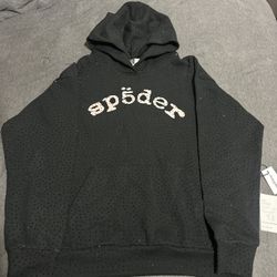 Sp5der Rhinestone Hoodie Black