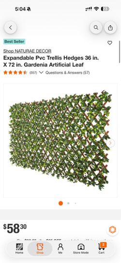NATURAE DECOR Expandable Pvc Trellis Hedges 36 in. X 72 in. Gardenia Artificial Leaf