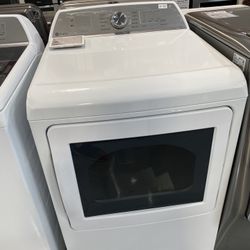 GE Profile White 7.4 Cu. Ft. Aluminized Alloy Drum Electric Dryer With Sanitize Cycle And Sensor Dry