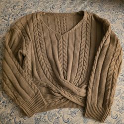 cable knit v neck