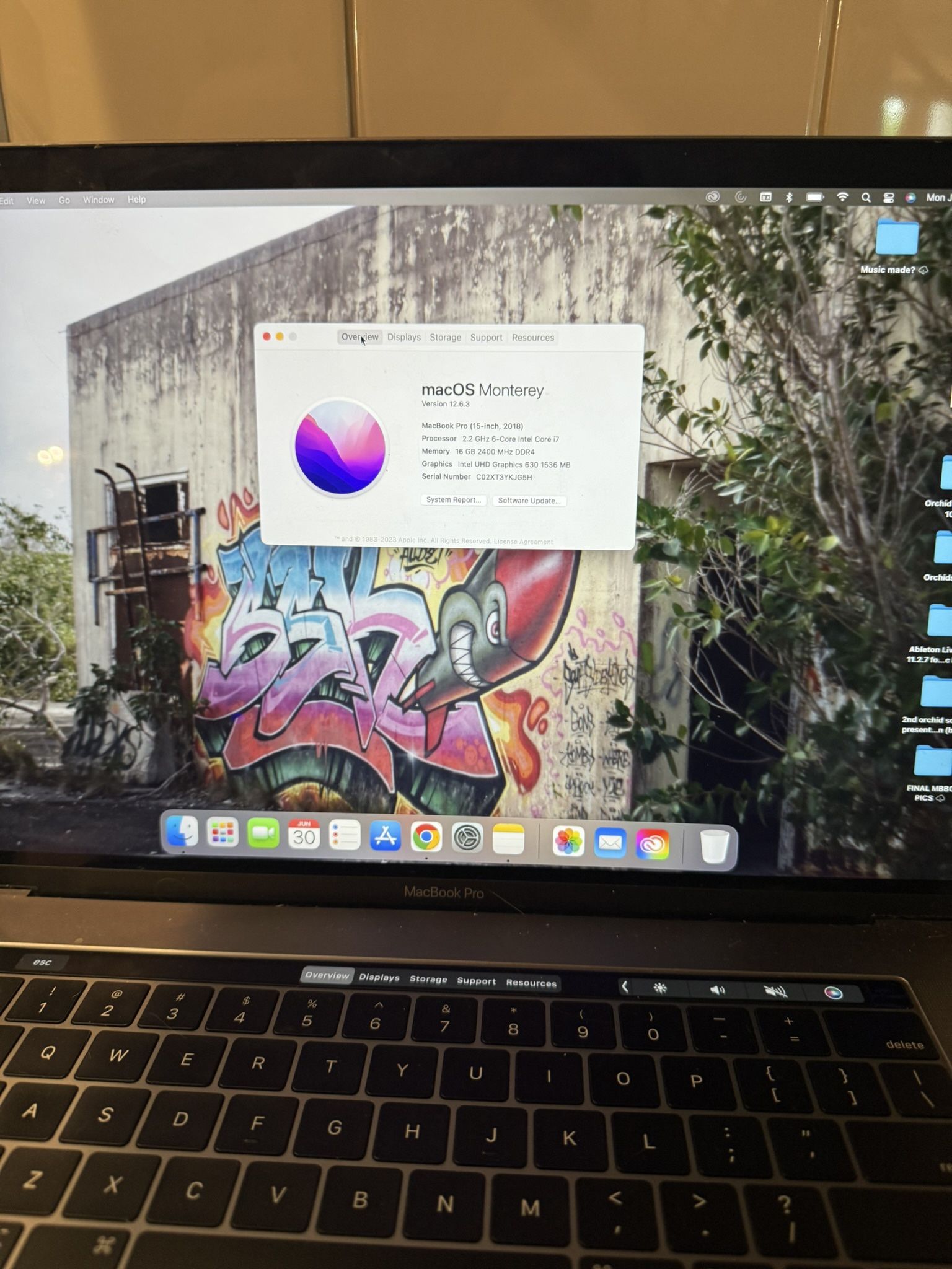 MacBook Pro 2018 15in screen
