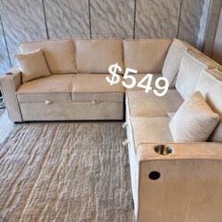 $549 No Tax 4-Pc Convertible Sectional Sofa Set