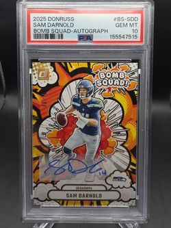 2025 Donruss Sam Darnold Bomb Squad Auto PSA 10